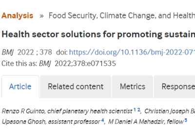 Health sector solutions for promoting sustainable and nutritious diets