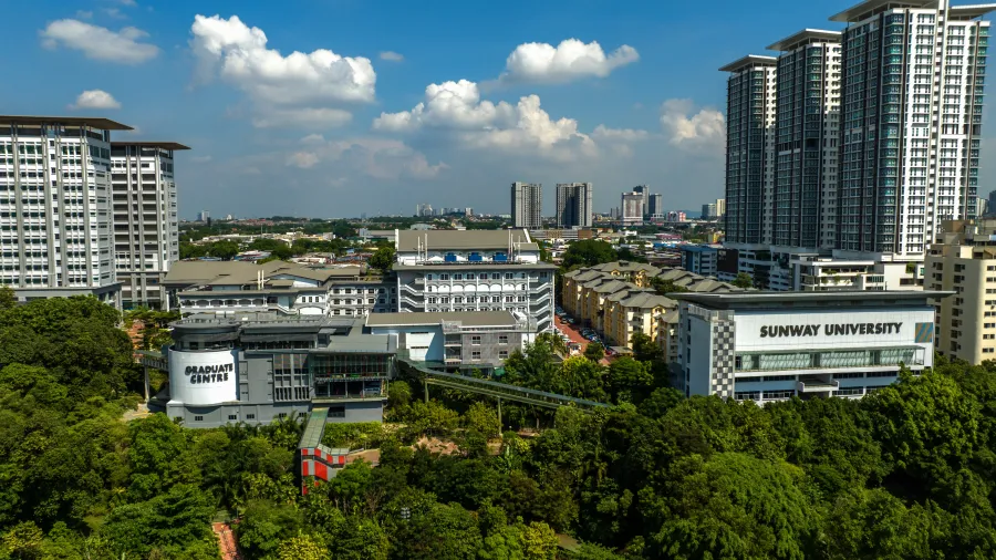 sunway uni campus drone shot