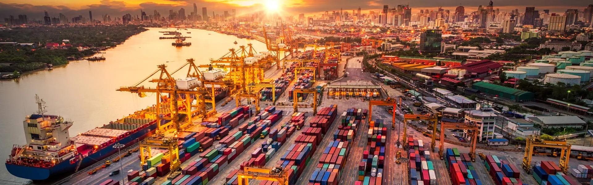 Busy shipping port