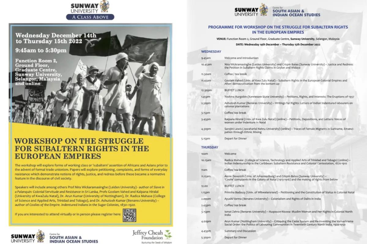 Workshop on the Struggle for Subaltern Rights in the European Empires