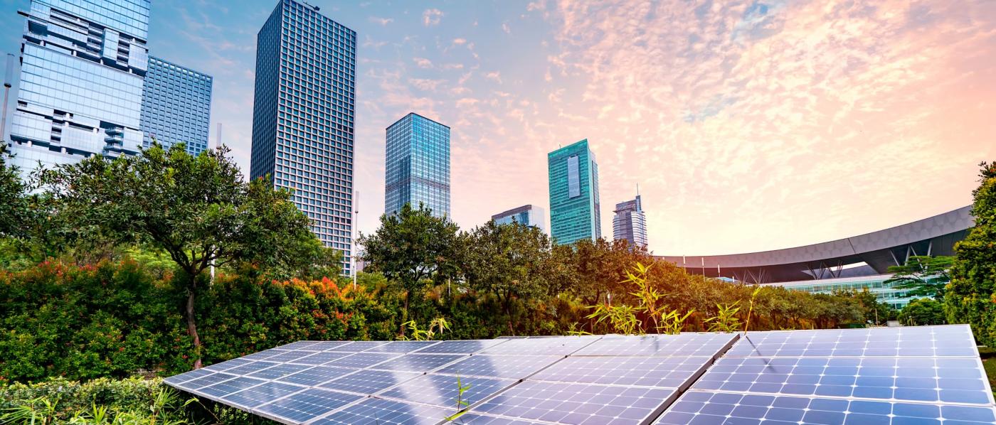 City and solar panels