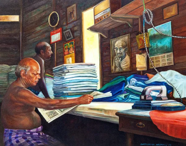 Old Laundry Shop, Amirudin Ariffin, 1998, National Art Gallery, Kuala Lumpur