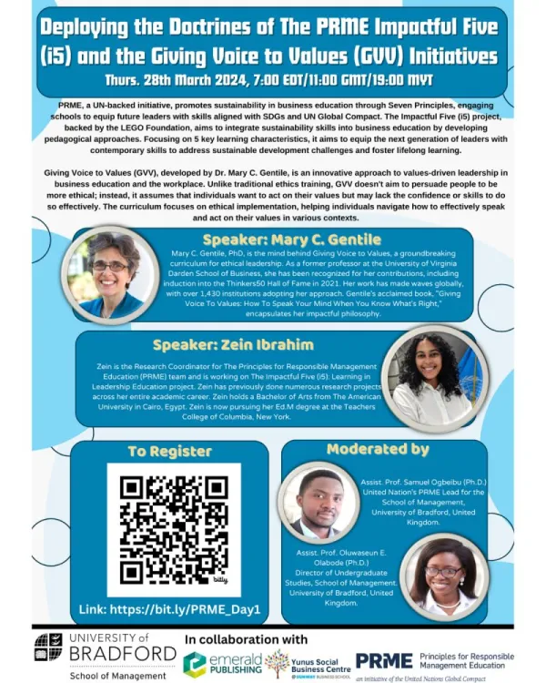 Deploying the Doctrines of the PRME Impactful Five (i5) and the Giving Voice to Valves (GVV) Initiatives