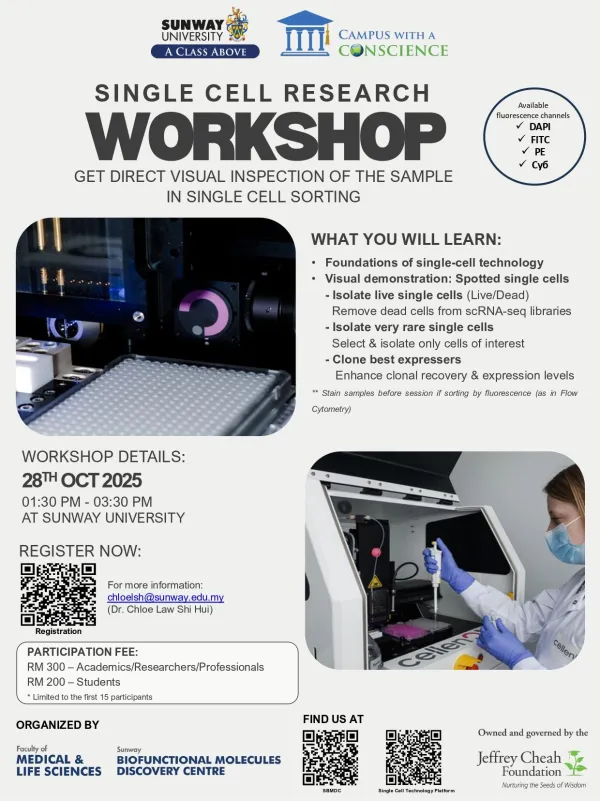 Single-Cell Research Workshop: Get Direct Visual Inspection of The Sample in Single Cell Sorting