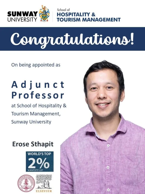 Dr Erose Sthapit Joins Sunway University as Adjunct Professor