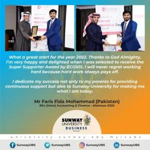 Alumni Faris Fida Mohammad Received Super Supporter 2021 From ECOVIS Saudi Arabia (ECOVIS AL SABTI)