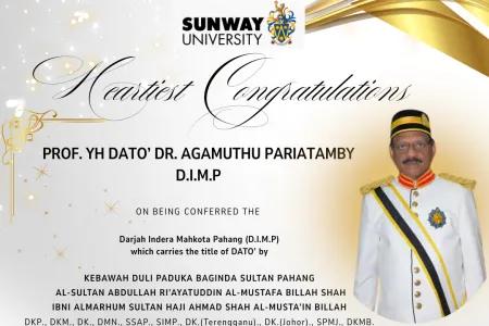 The Jeffrey Sachs Center, Sunway University extends our heartfelt congratulations to Prof. YH Dato’ Dr. Agamuthu pariatamby