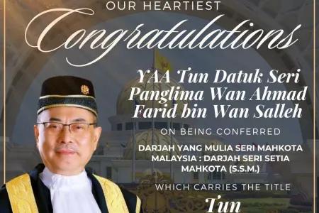 The Rt. Hon. Chief Justice of Malaysia YAA Tun Datuk Seri Panglima Wan Ahmad Farid bin Wan Salleh