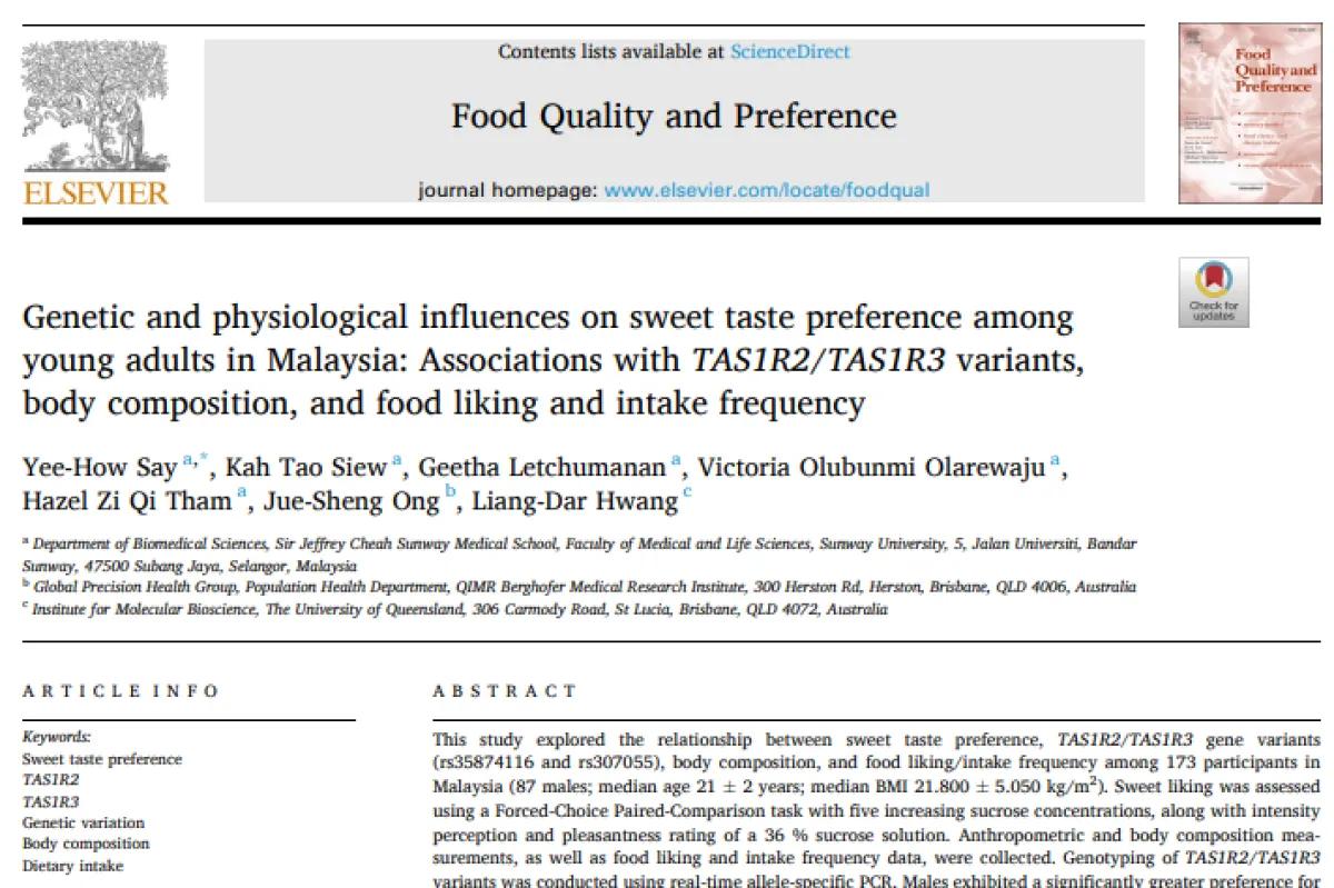 Exploring the Genetics of Sweet Taste Preference