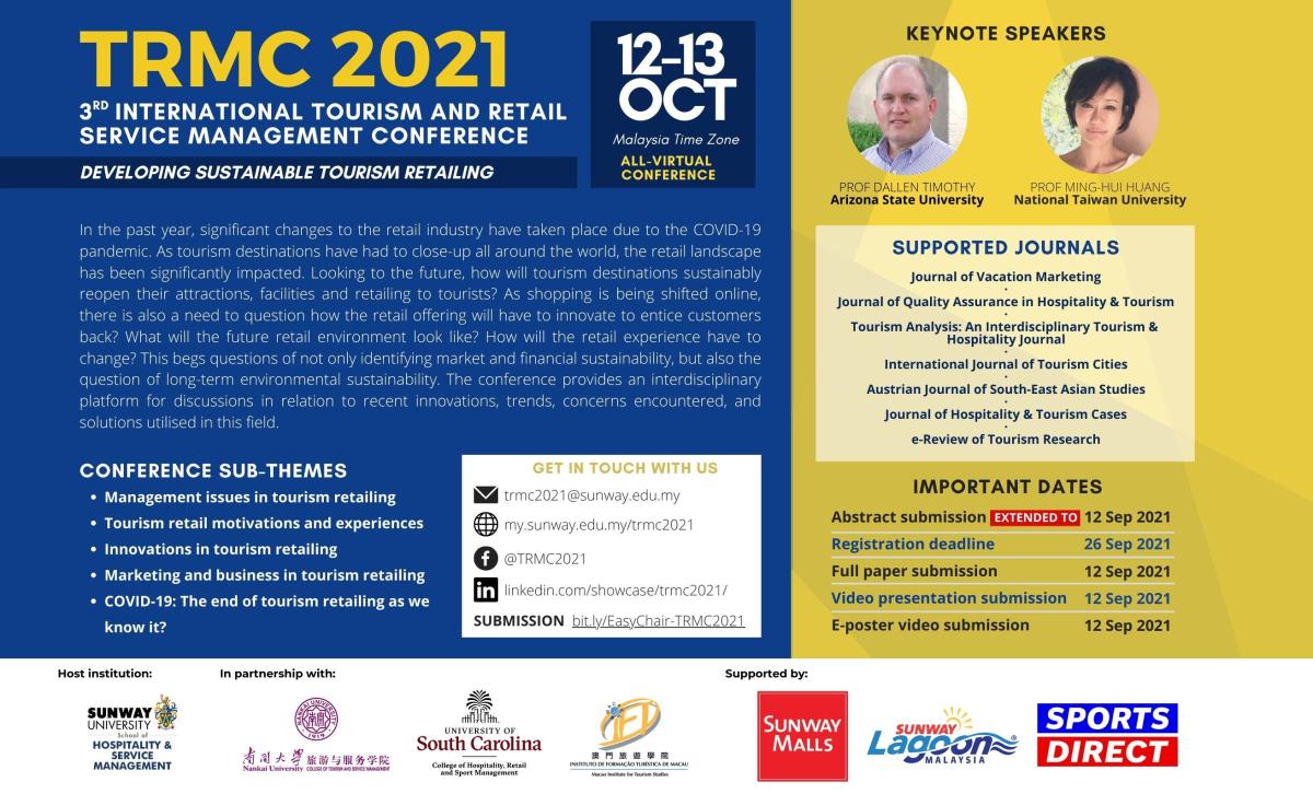 Sunway Plays Host to the 3rd International Tourism and Retail Service Management Conference (TRMC 2021)